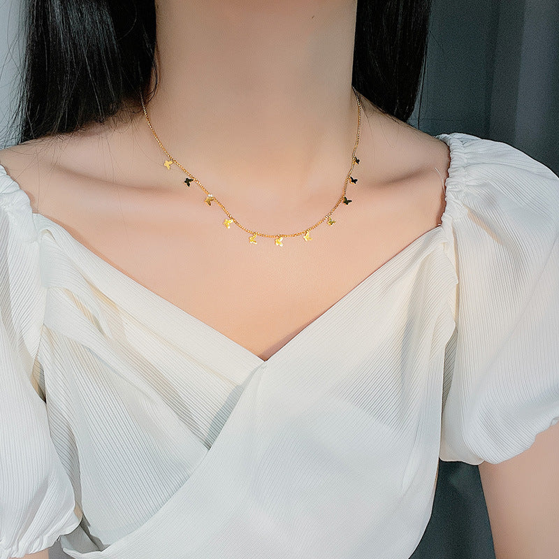 Titanium Steel No Fading Butterfly Necklace Female Light Luxury High Sense Sexy All-matching Temperament Clavicle Chain