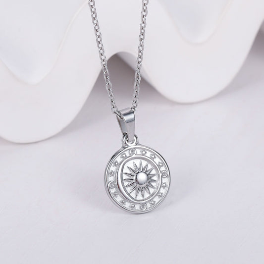 Titanium Steel Sun Moon XINGX Compass Pendant Necklace