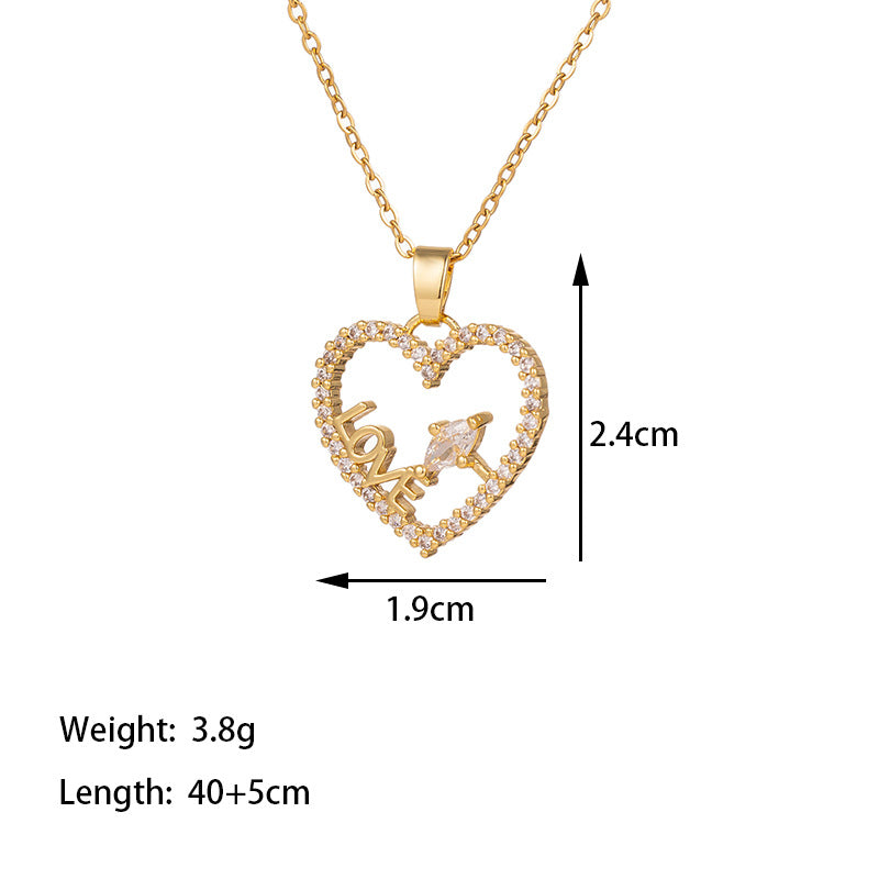 Stainless Steel Necklace Women's Fashion Copper-plated Gold Pendant Clavicle Chain