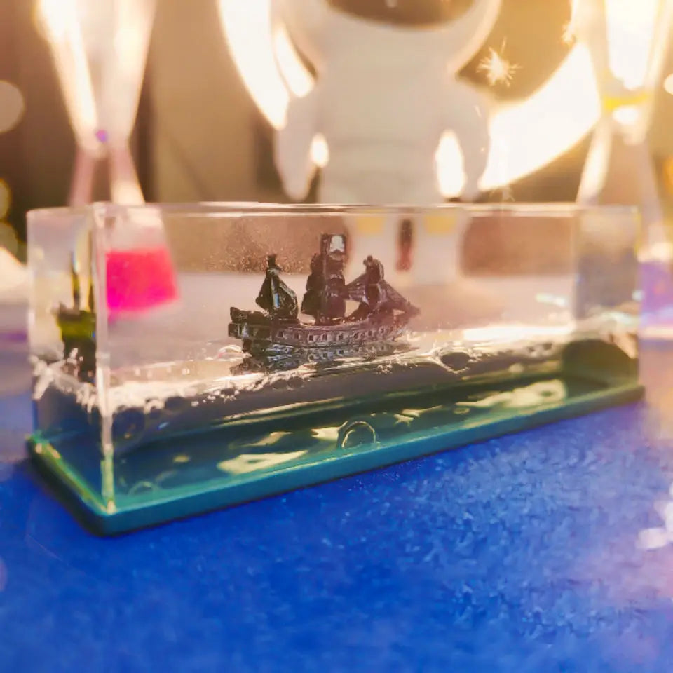 Creative Cruise Ship Fluid Drift Bottle Desktop Decorate Birthday Gift Decompression Decoration Hourglass Car Ornament Gift