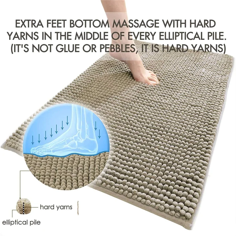 JTdiffer Bathroom Rugs Super Absorbent Chenille Bath Rug with Nonslip Backing for Bathroom Tub 50x80cm 40x120cm